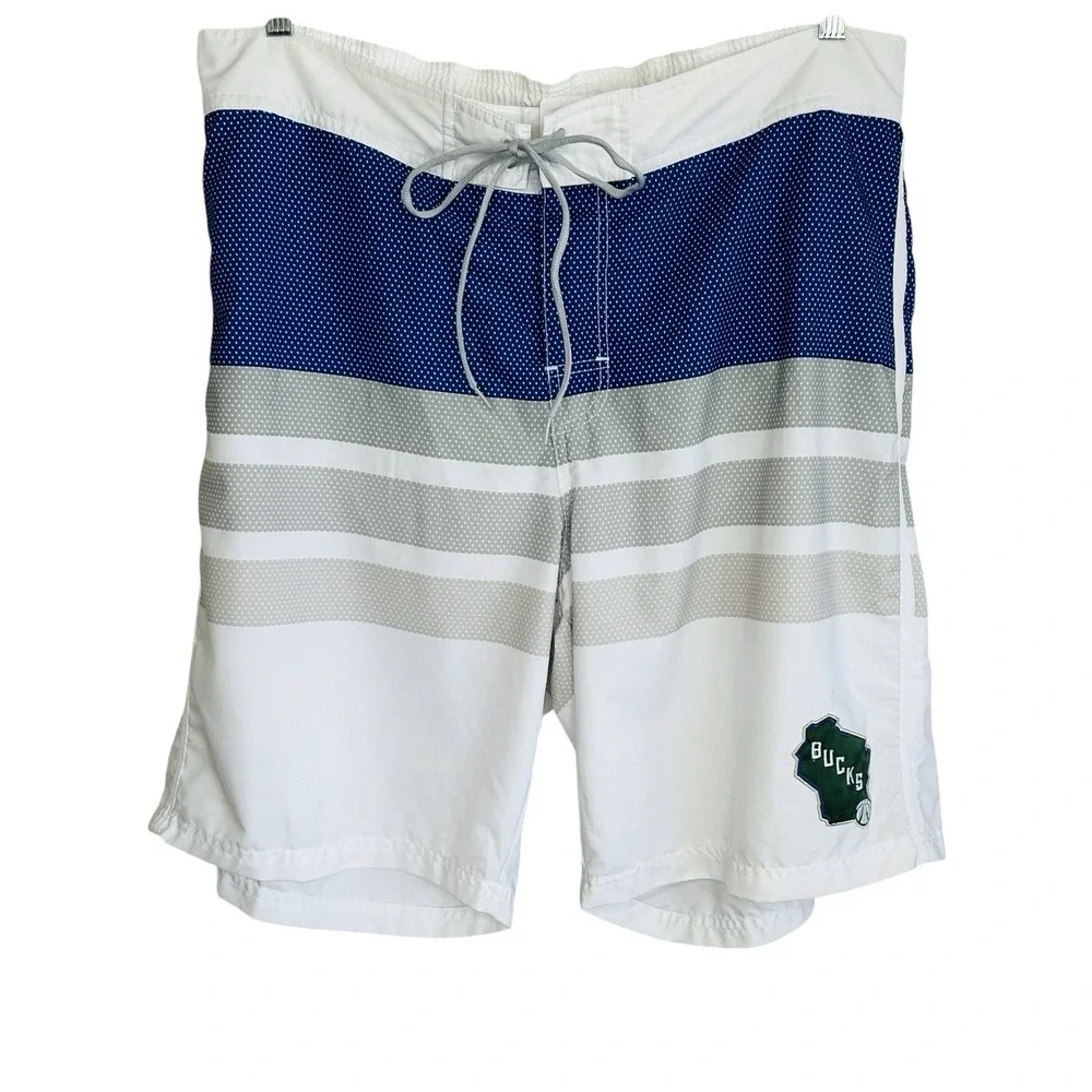 GIII Carl Banks Milwaukee Bucks Swim Board Shorts XL NBA Basketball Vacation Fan